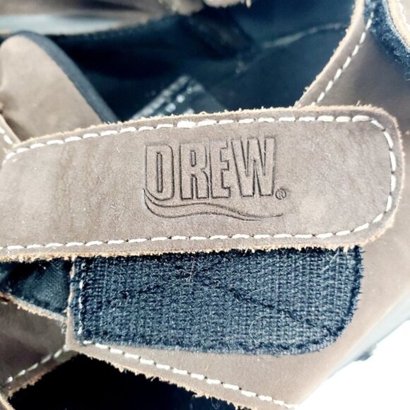 Drew Mason Men's 13W Brown Leather Fisherman Hook & Loop Straps Sandals - Picture 7 of 9